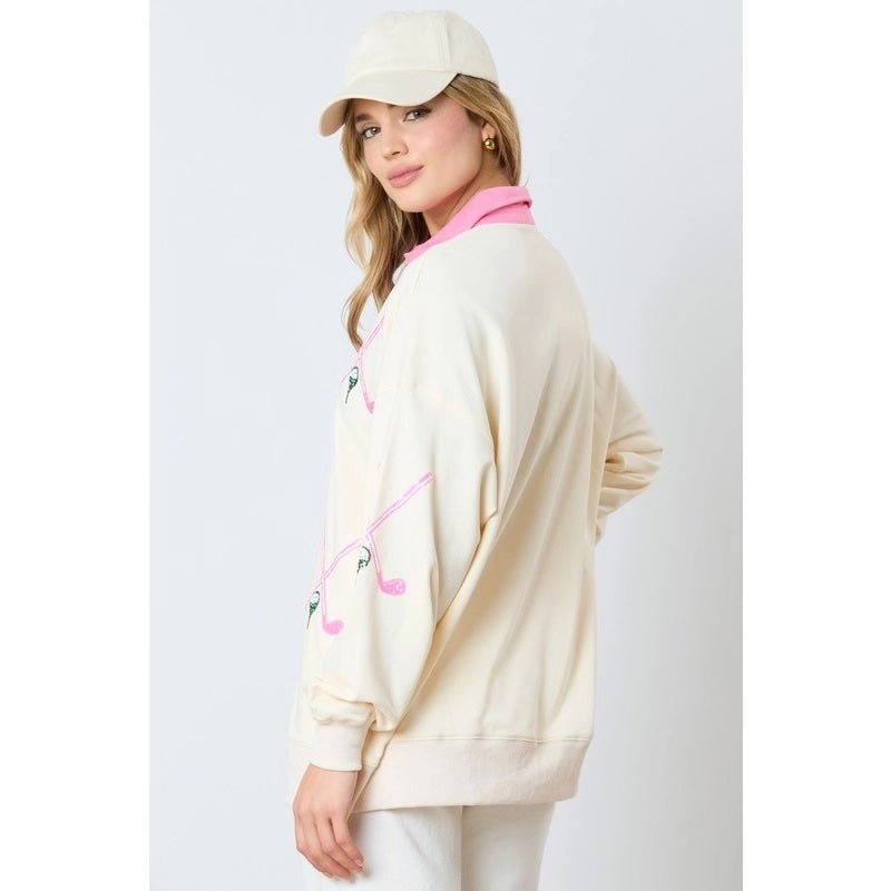 French Terry Golf Embroidery Top