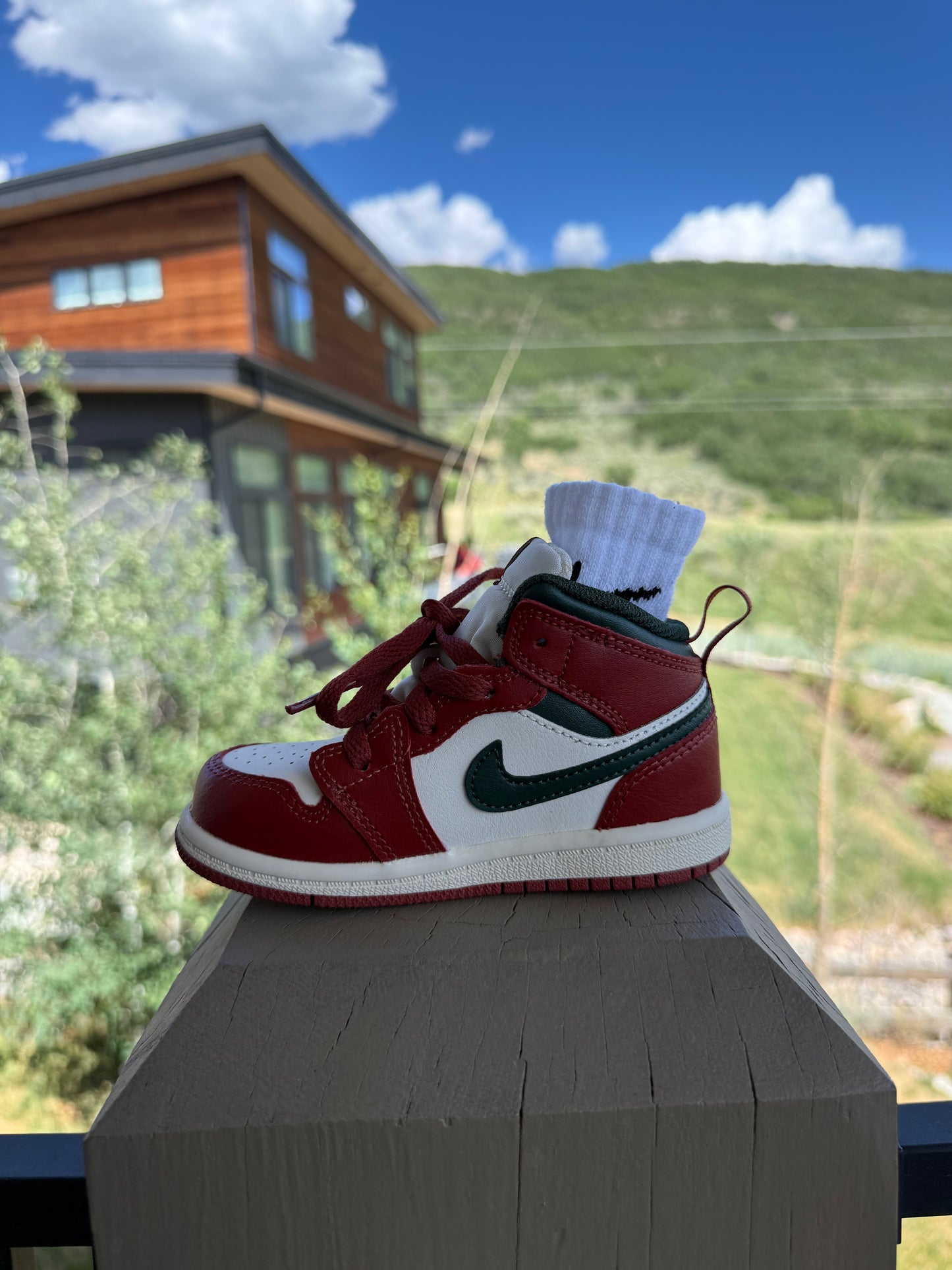 Jordan 1 Retro Mid [Redstone Midnight Green] Standing Sneaker Putter Cover