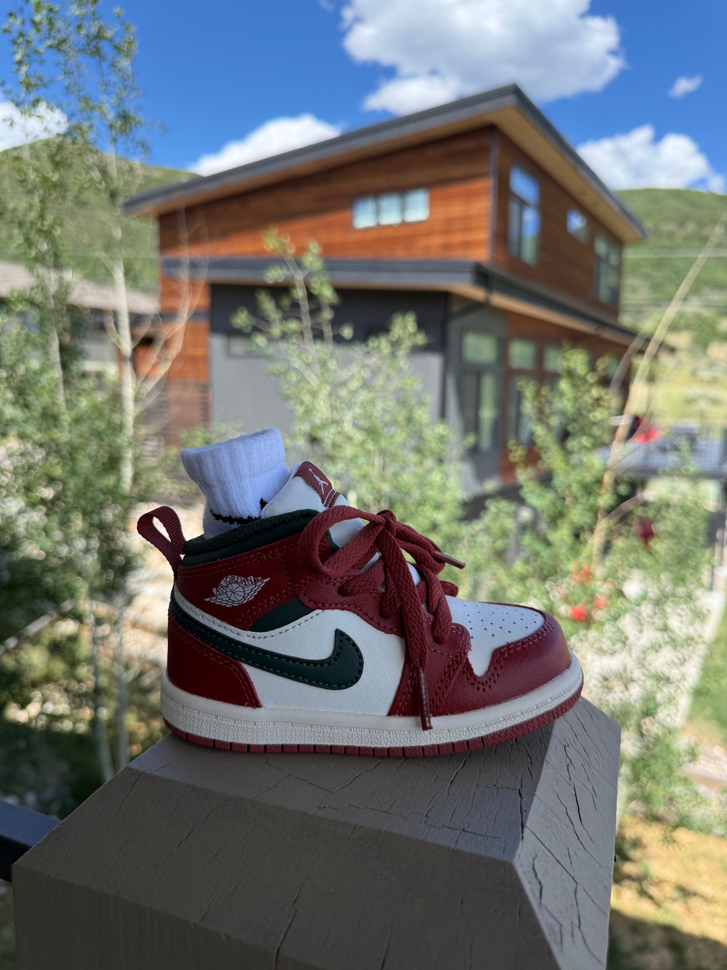 Jordan 1 Retro Mid [Redstone Midnight Green] Standing Sneaker Putter Cover