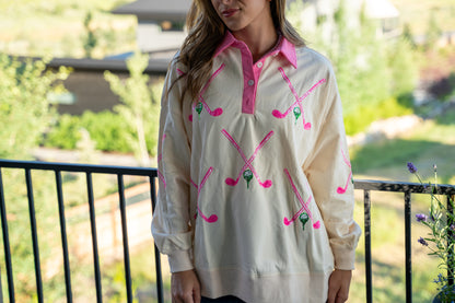 French Terry Golf Embroidery Top