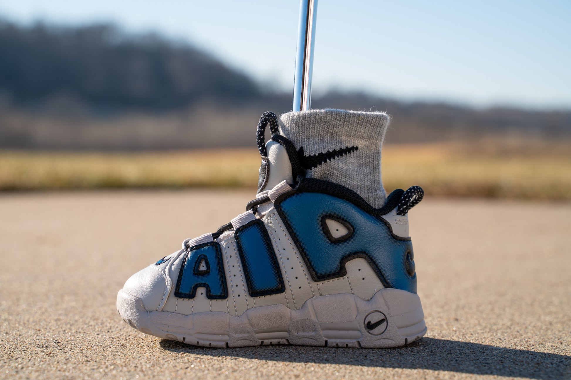 Nike Air More Uptempo [INDUSTRIAL BLUE IRON] Standing Sneaker Putter Cover - Left