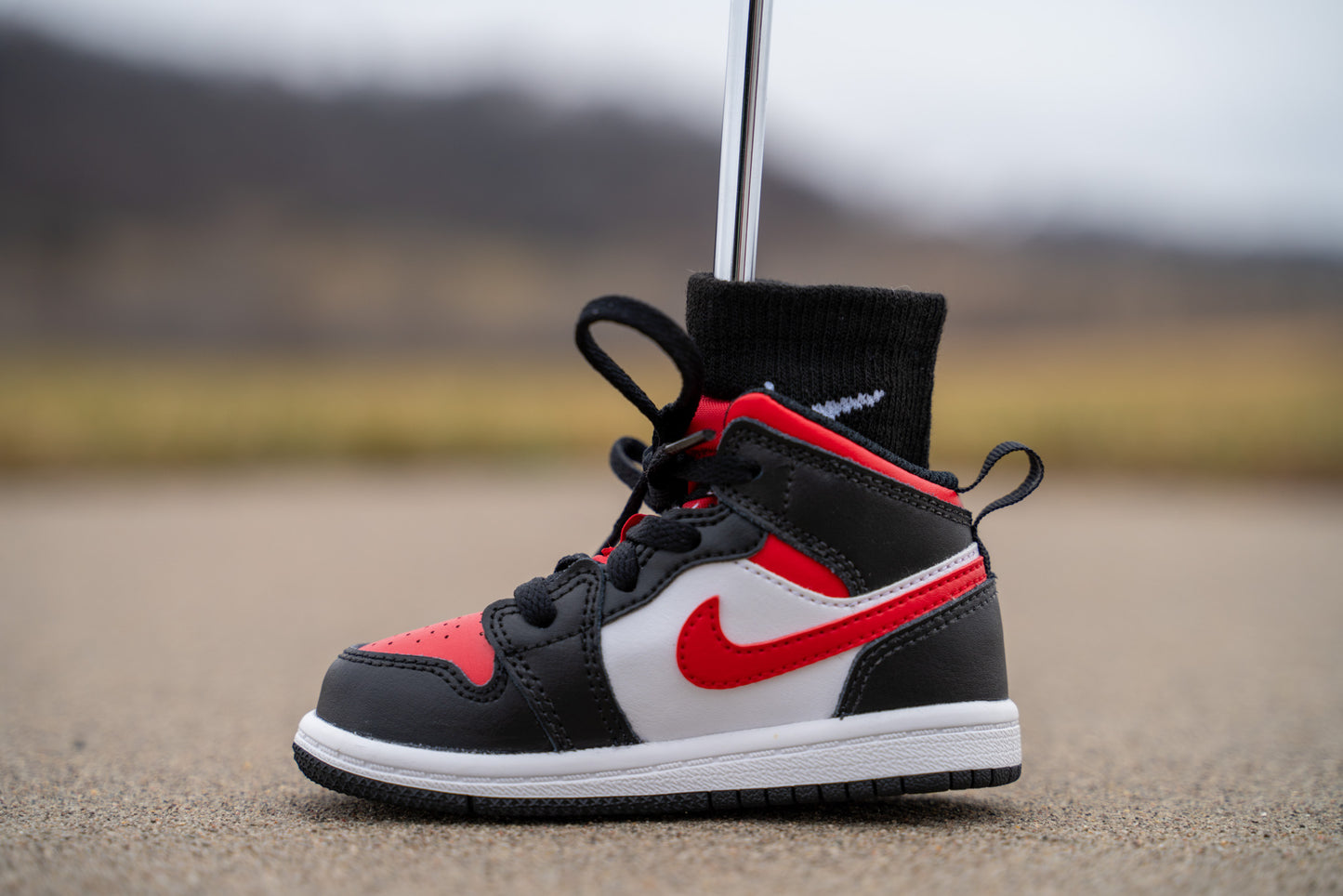 Jordan 1 Mid [GYM RED BLACK] Standing Sneaker Putter Cover - Left
