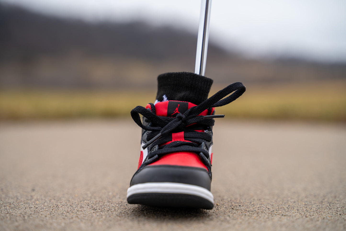 Jordan 1 Mid [GYM RED BLACK] Standing Sneaker Putter Cover - Front