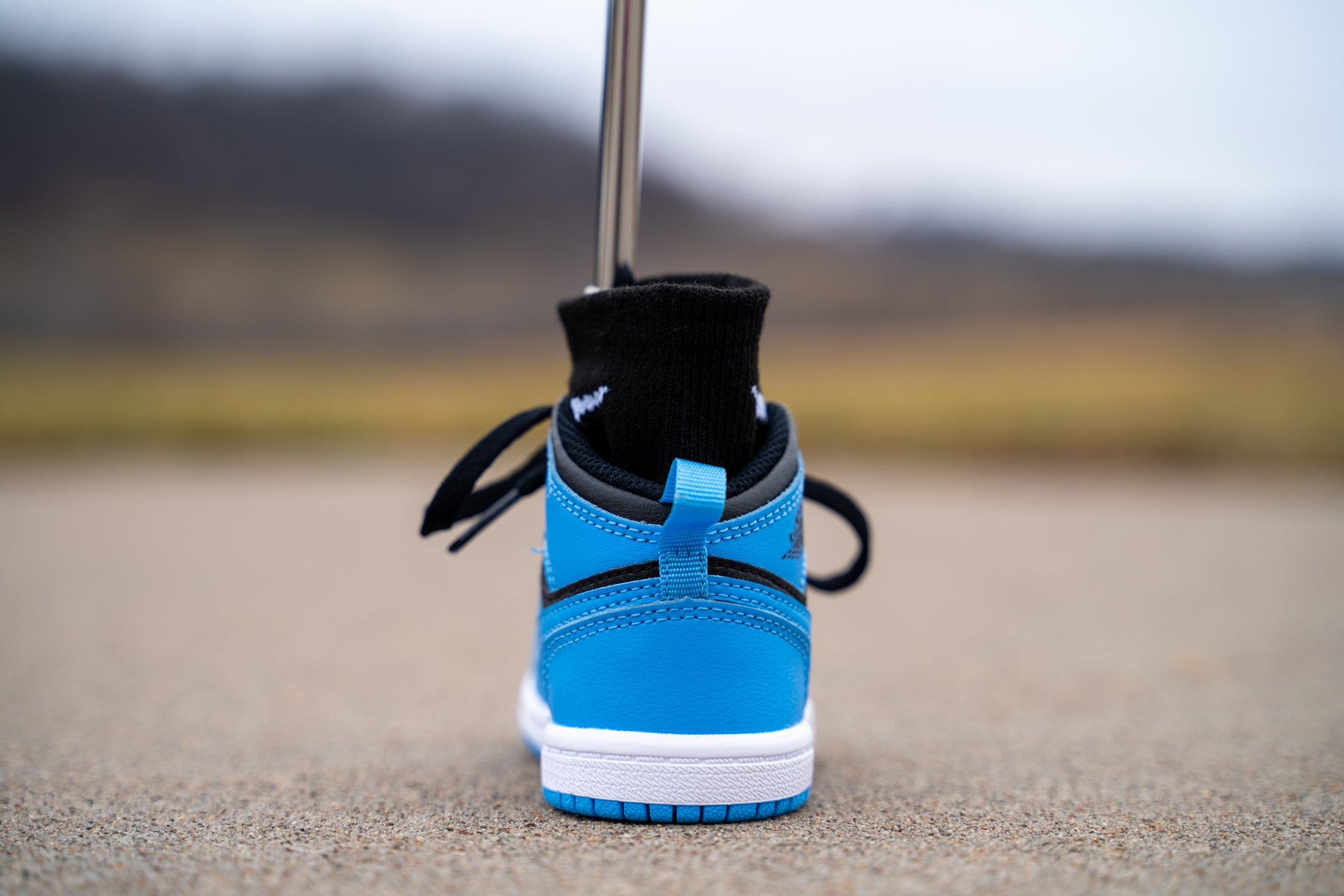 Back - Jordan 1 Mid [ICE BLUE BLACK] Standing Sneaker Putter Cover