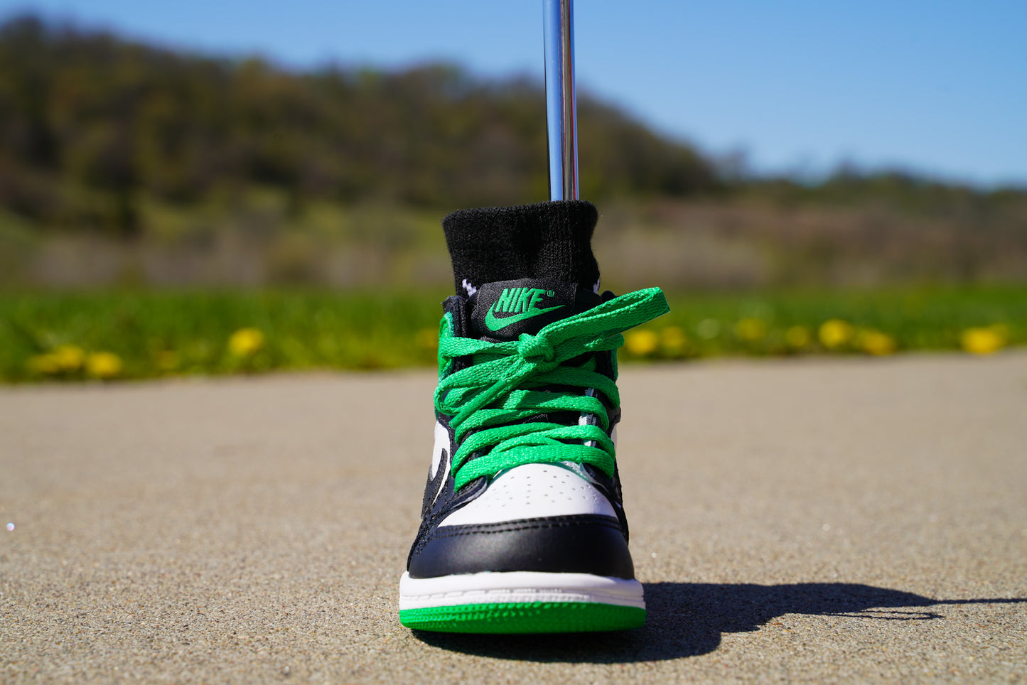 Jordan 1 Retro High OG [LUCKY GREEN] Standing Sneaker Putter Cover - Front