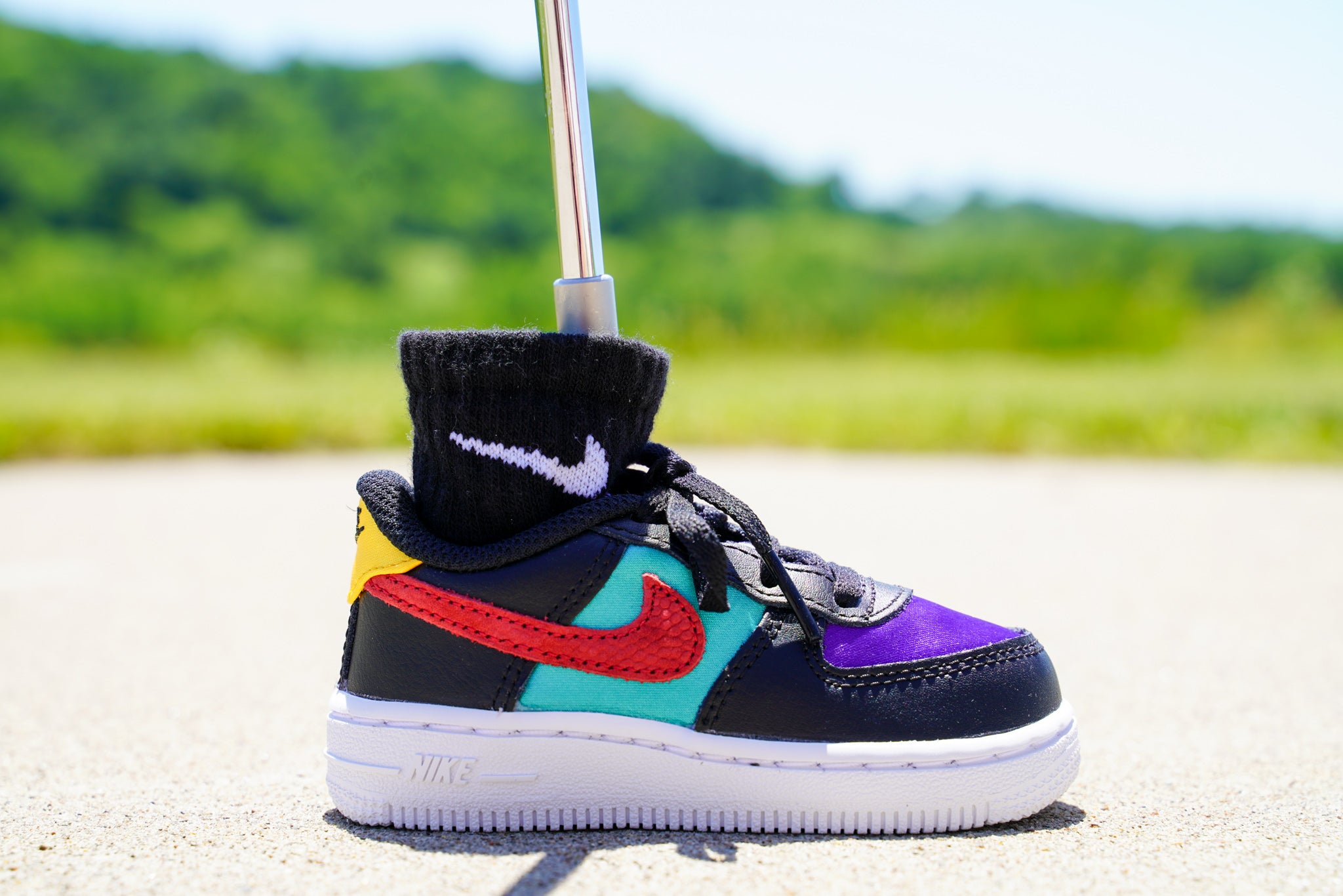 Nike Air Force 1 LV8 EMB Black/Gym Red/Washed Teal/Court Purple