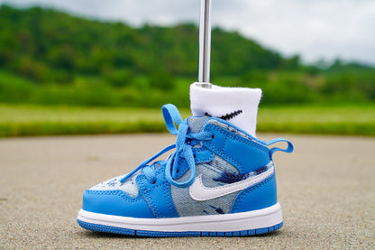 Jordan 1 Mid [DUTCH BLUE DENIM] Standing Sneaker Putter Cover - Left